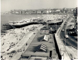 Aerial view of the old Nayland Rock seaside sun deck at Margate